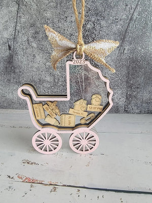 Baby's First Christmas Ornament Baby Carriage Edition by EverLee Creations, Southern home decor main product photo