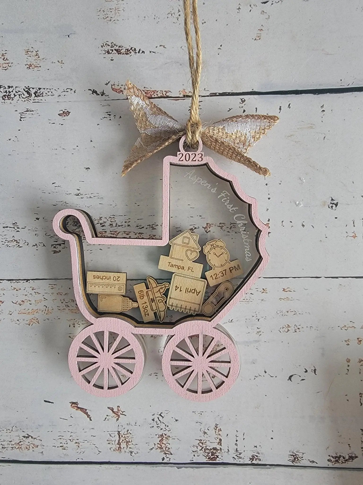 Baby's First Christmas Ornament Baby Carriage Edition by EverLee Creations, Southern home decor detail photo 6