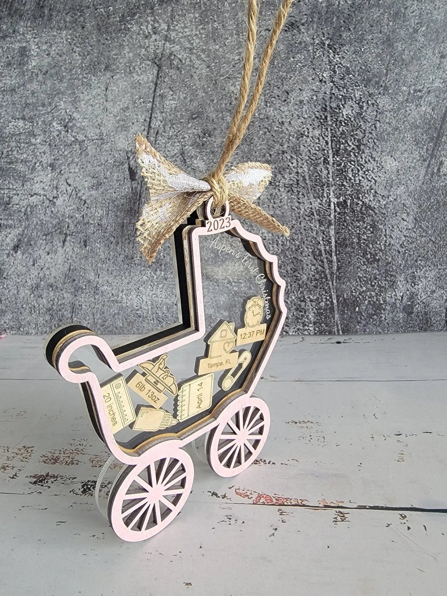 Baby's First Christmas Ornament Baby Carriage Edition by EverLee Creations, Southern home decor detail photo 7