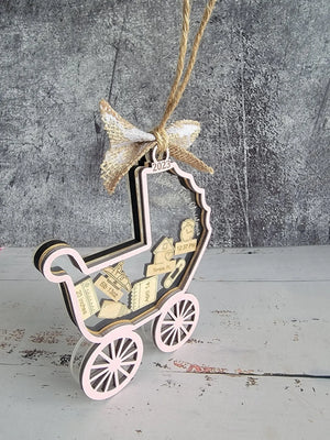 Baby's First Christmas Ornament Baby Carriage Edition by EverLee Creations, Southern home decor detail photo 7