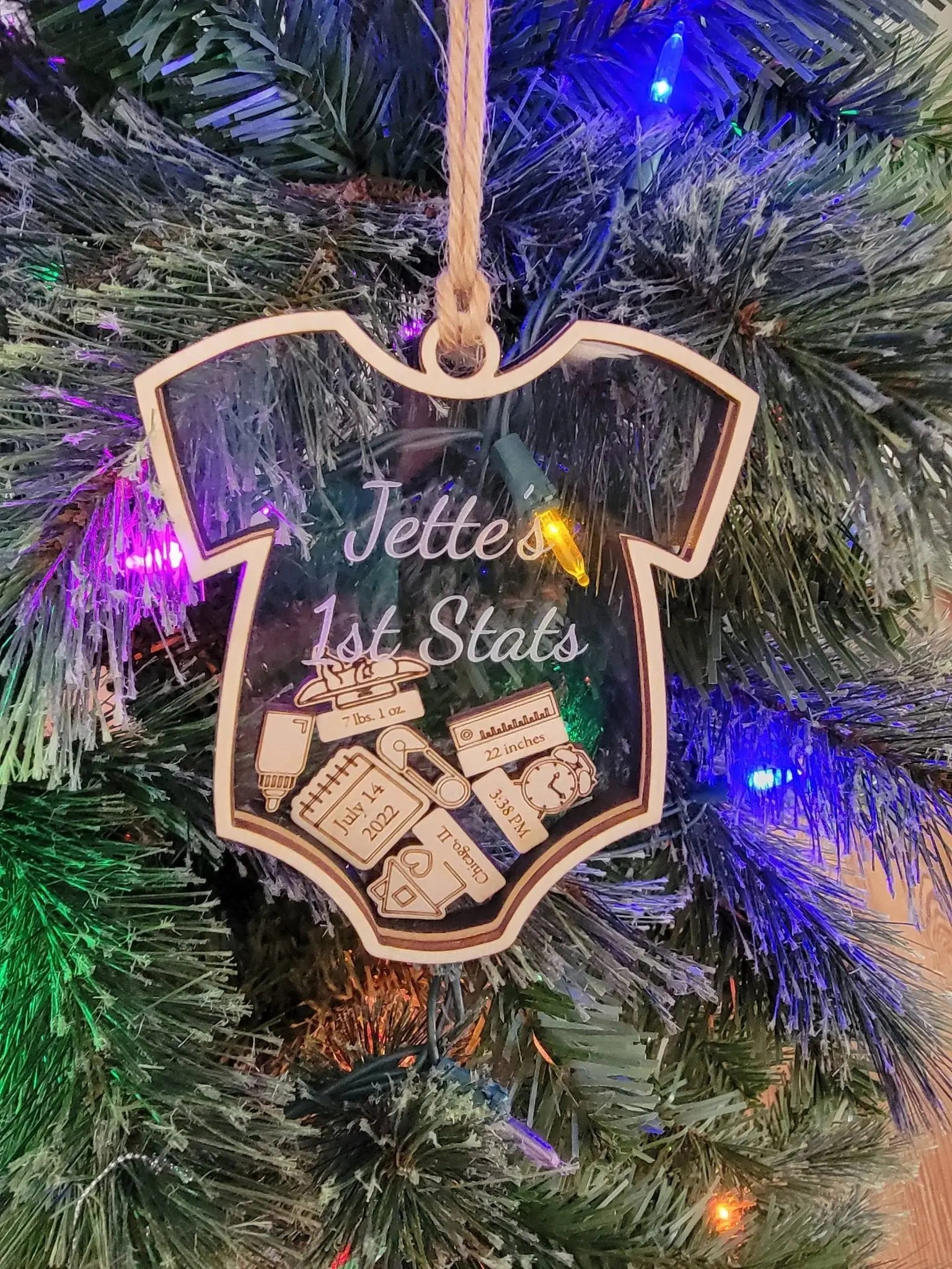 Baby's First Christmas Ornament Onesie Edition by EverLee Creations, Southern home decor detail photo 2