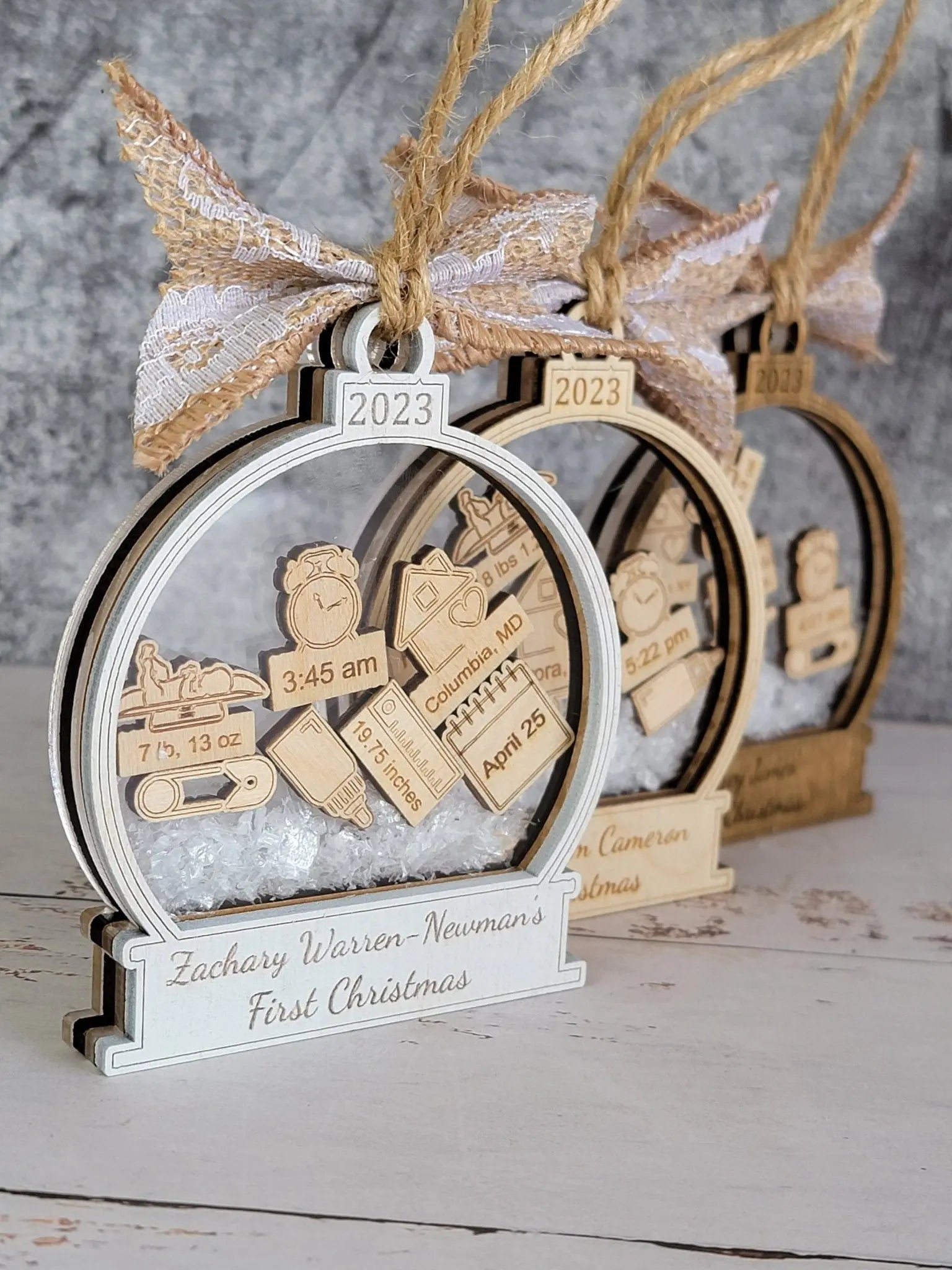 Baby's First Christmas Ornament  Snow Globe Edition EverLee Creations