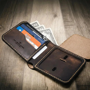 Badge Bifold Wallet by Bull Sheath Leather, handmade leather goods detail photo 10