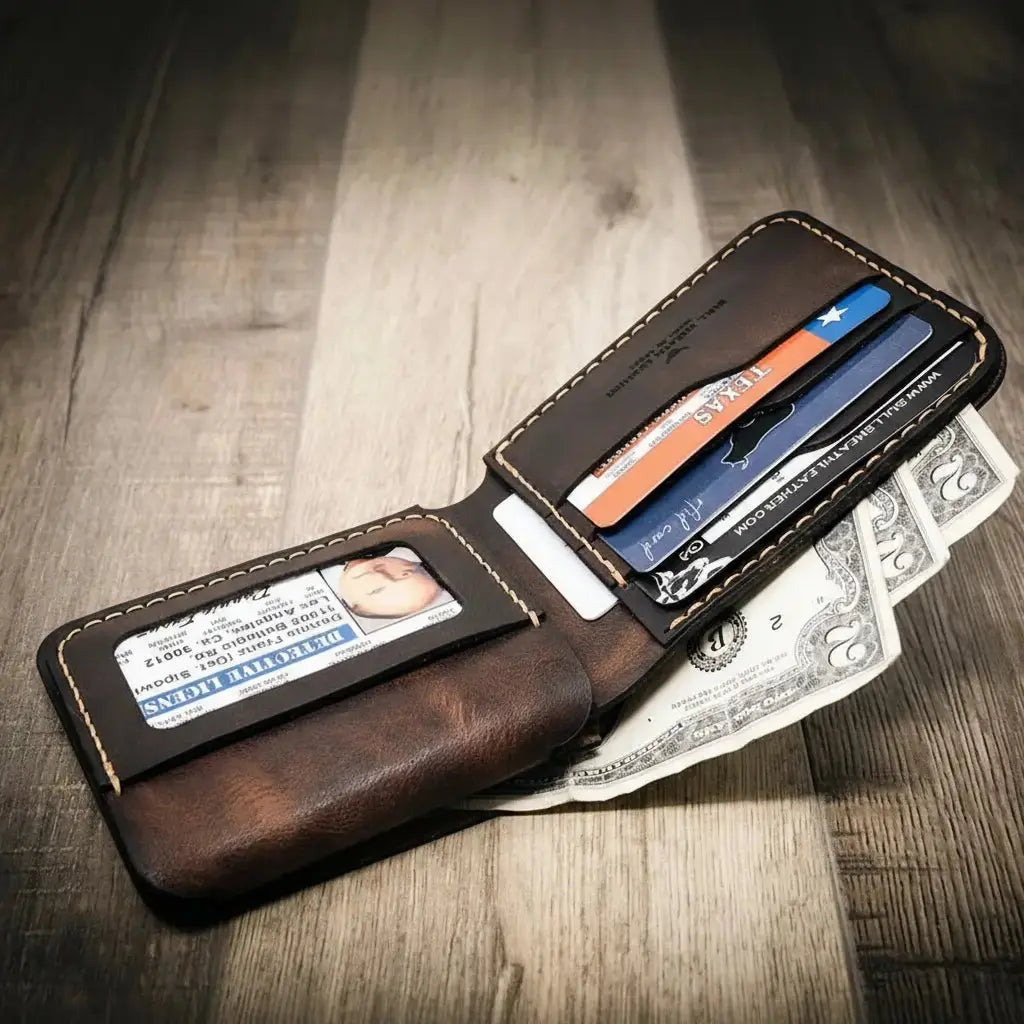 Badge Bifold Wallet by Bull Sheath Leather, handmade leather goods detail photo 13