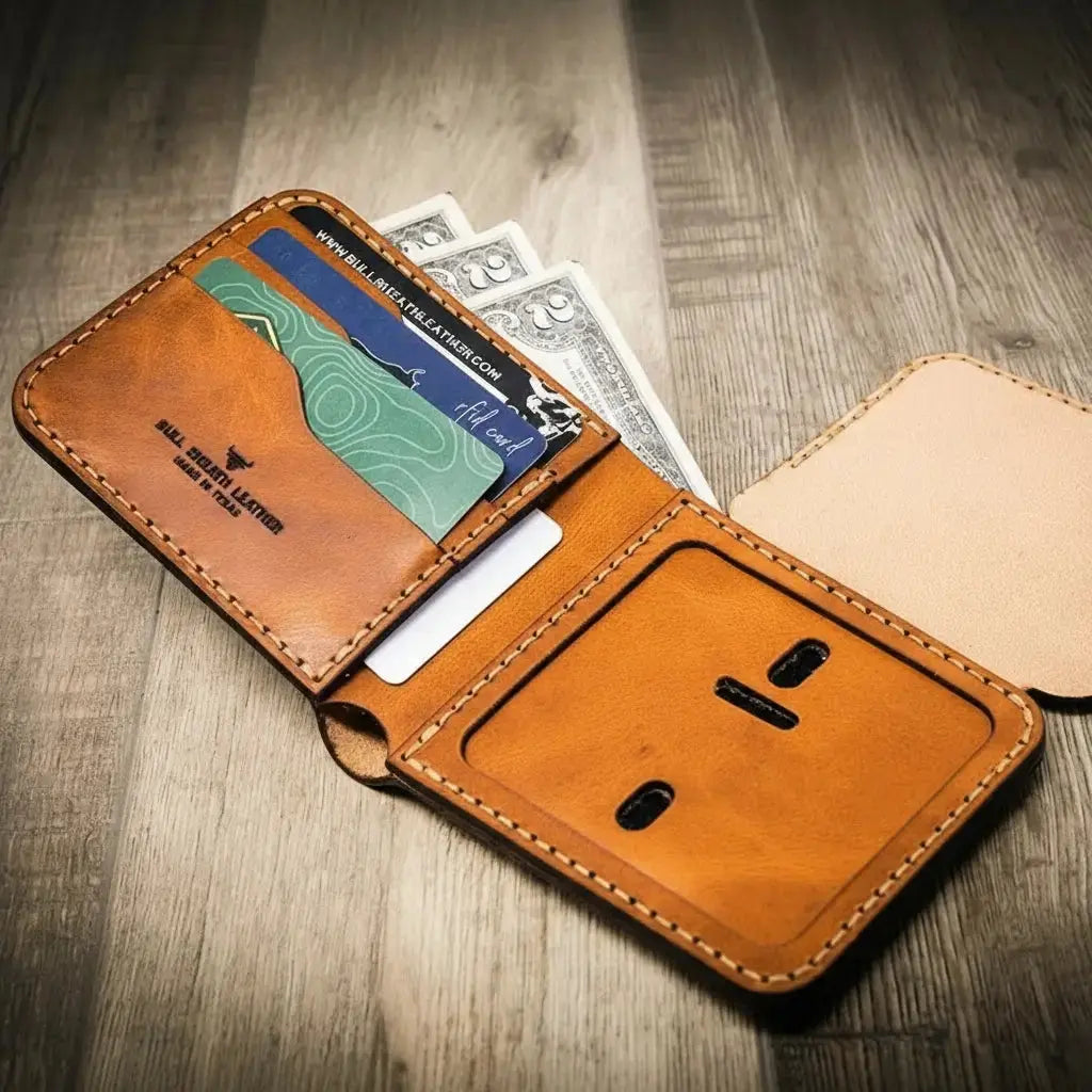 Badge Bifold Wallet by Bull Sheath Leather, handmade leather goods detail photo 15