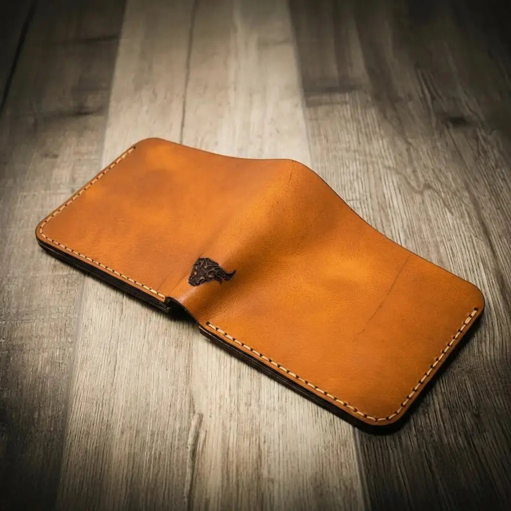 Badge Bifold Wallet by Bull Sheath Leather, handmade leather goods detail photo 17
