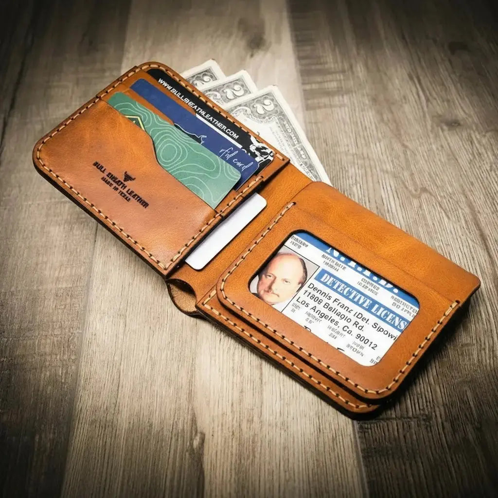 Badge Bifold Wallet by Bull Sheath Leather, handmade leather goods detail photo 19
