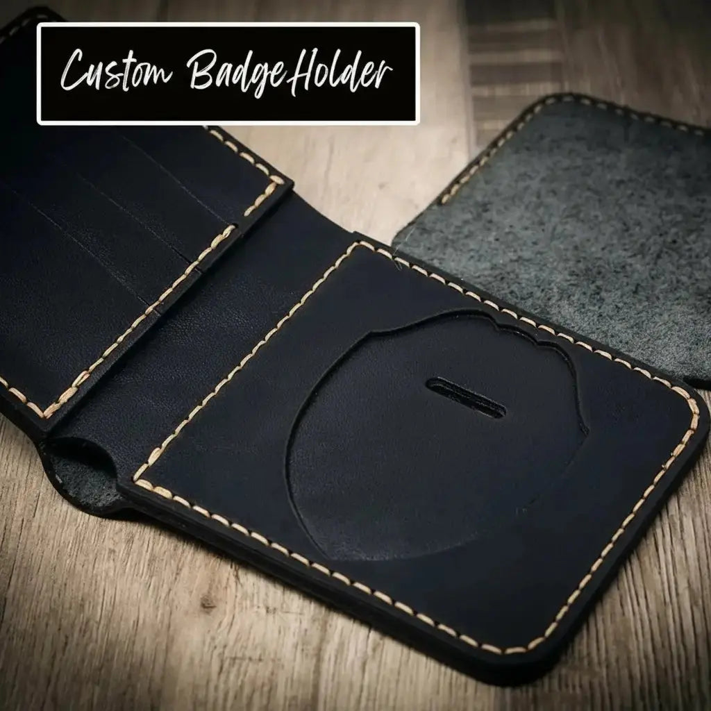 Badge Long Wallet by Bull Sheath Leather, handmade leather goods detail photo 3
