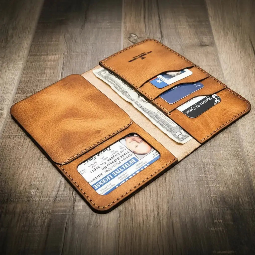 Badge Long Wallet by Bull Sheath Leather, handmade leather goods detail photo 6