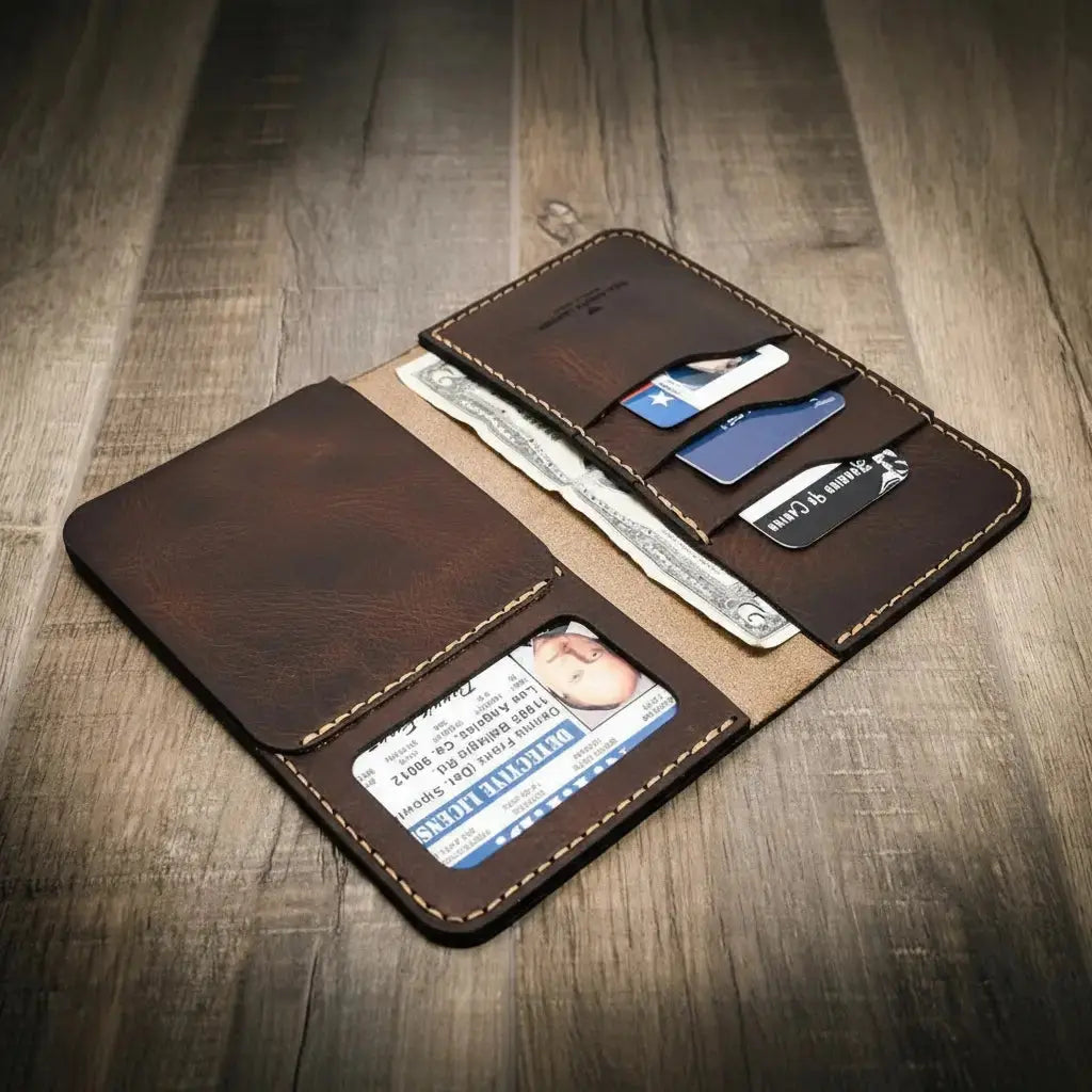 Badge Long Wallet by Bull Sheath Leather, handmade leather goods detail photo 13