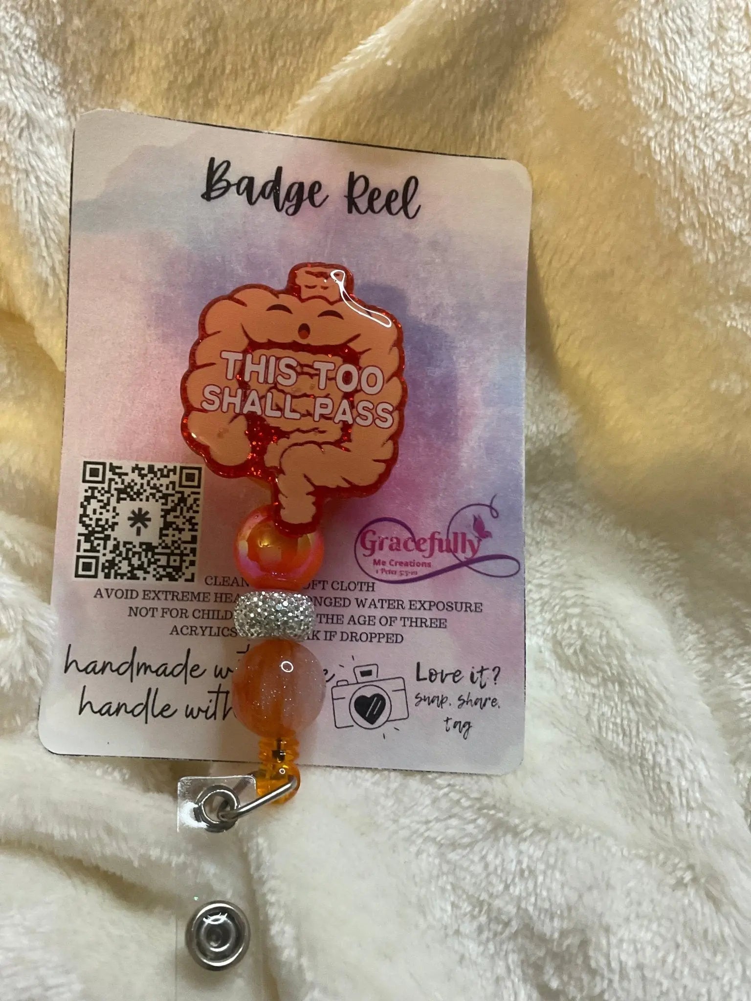 Anatomical Badge Reel - This Too Shall Pass! Funny Nurse Badge by Gracefully Me Creations, Mississippi Handmade Retractable Reel