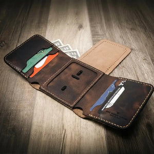 Badge Trifold Wallet by Bull Sheath Leather, handmade leather goods detail photo 11