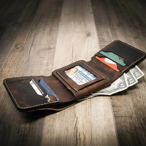 Badge Trifold Wallet by Bull Sheath Leather, handmade leather goods detail photo 15
