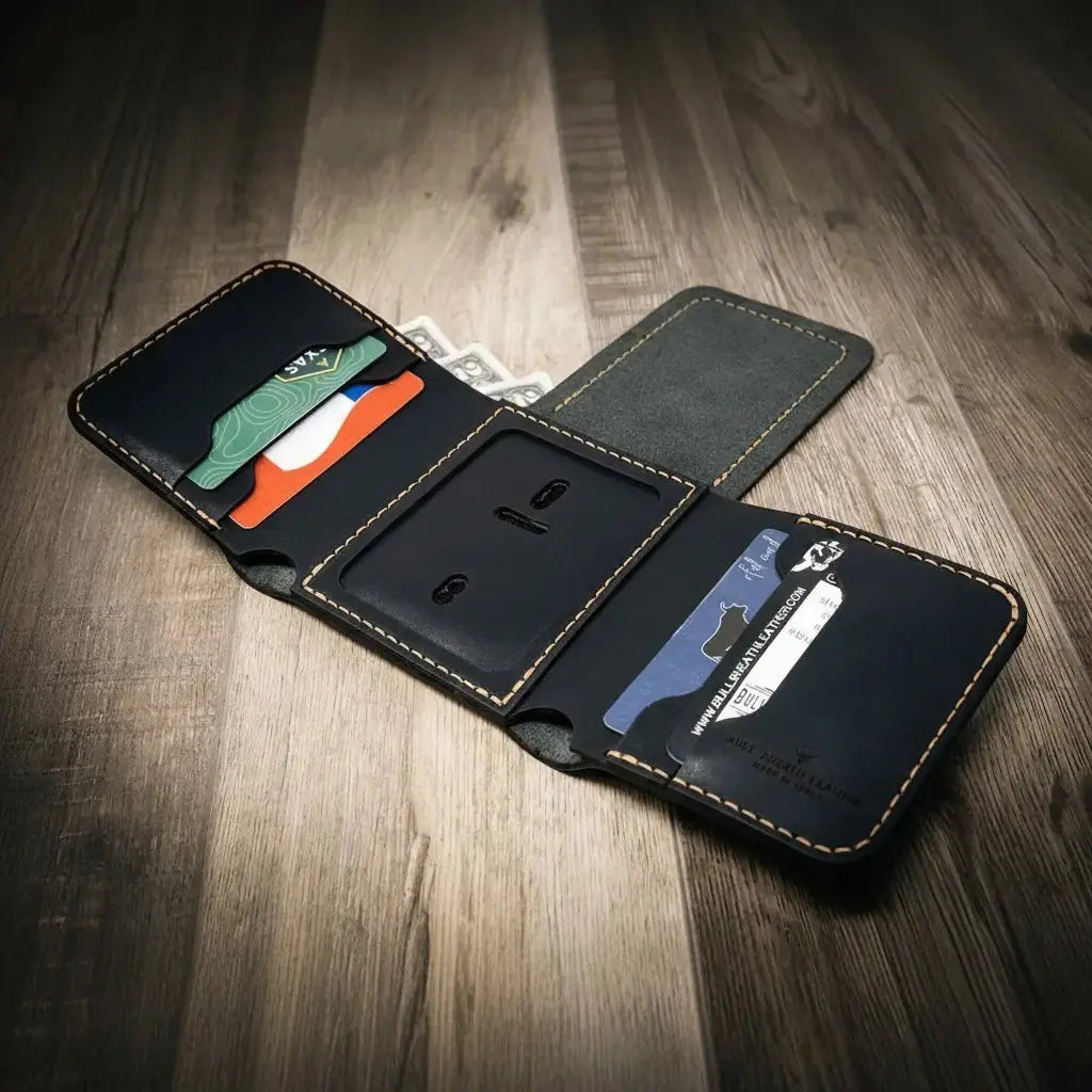 Badge Trifold Wallet by Bull Sheath Leather, handmade leather goods detail photo 23