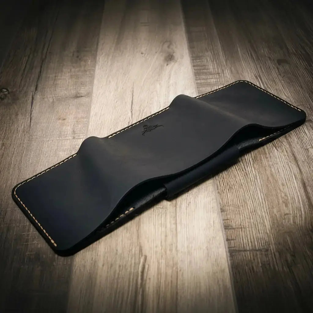 Badge Trifold Wallet by Bull Sheath Leather, handmade leather goods detail photo 25