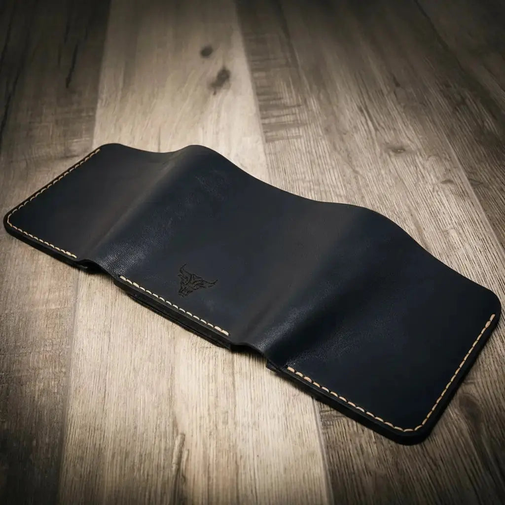 Badge Trifold Wallet by Bull Sheath Leather, handmade leather goods detail photo 26