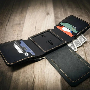 Badge Trifold Wallet by Bull Sheath Leather, handmade leather goods detail photo 28