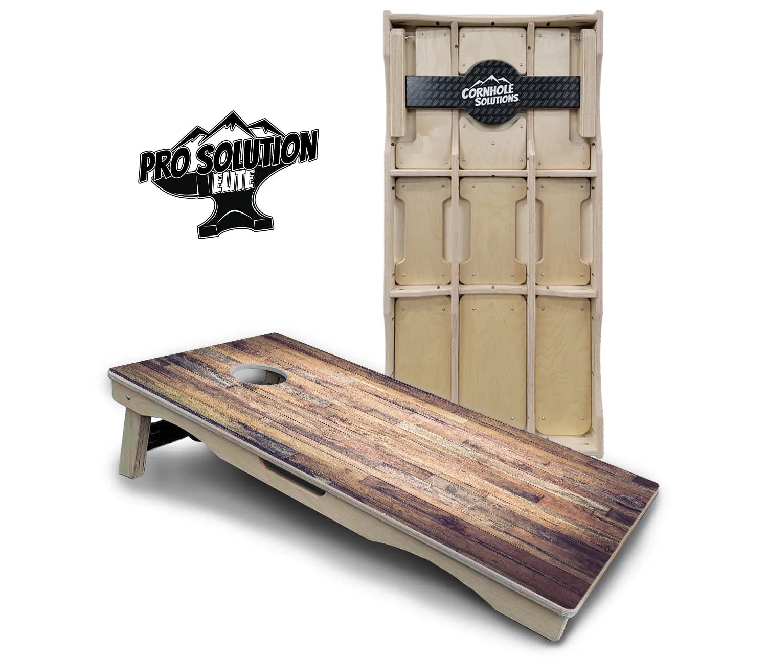 Barnwood Planks Cornhole Boards - Pro Solution Elite Series by Cornhole Solutions, custom cornhole board main product photo