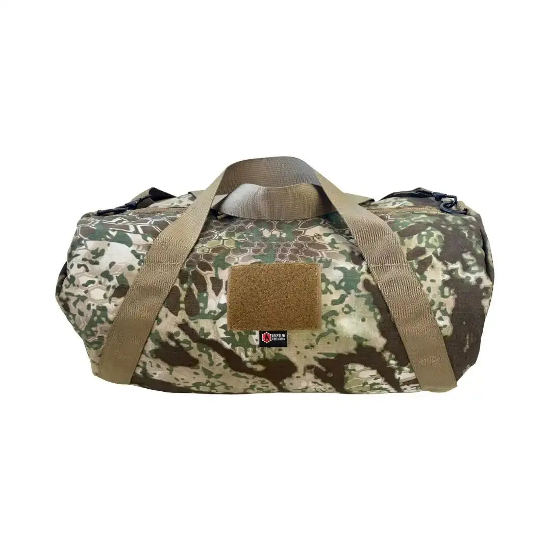 Barrel Duffle Bag 500D by Recycled Firefighter, handmade leather goods detail photo 2