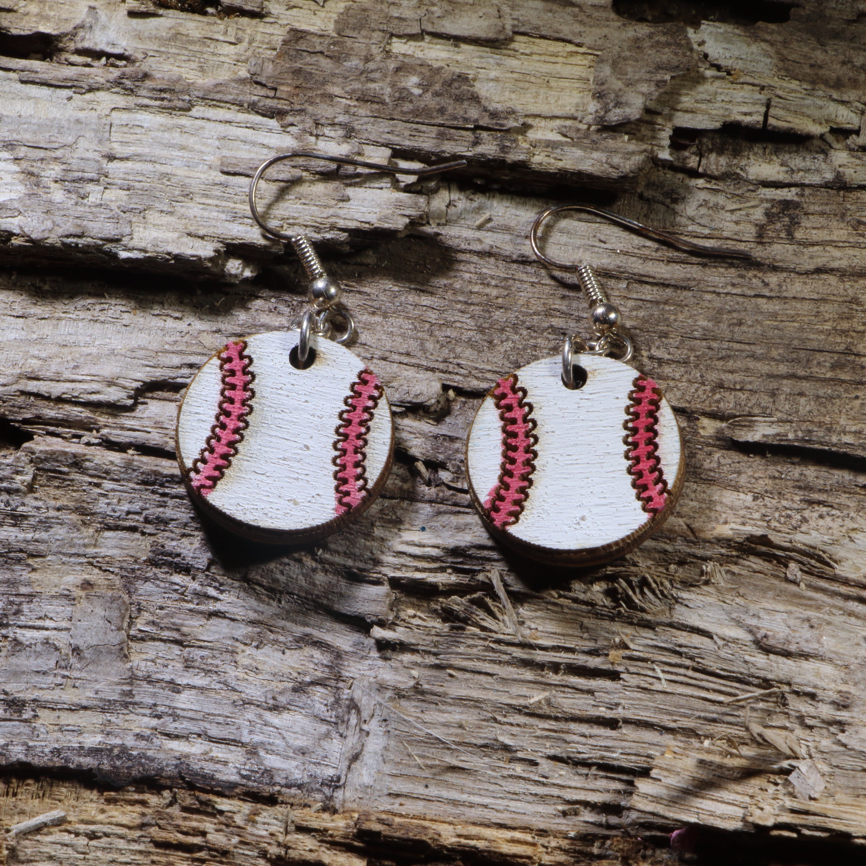 Baseball Wooden Dangle Earrings | Sports Jewelry