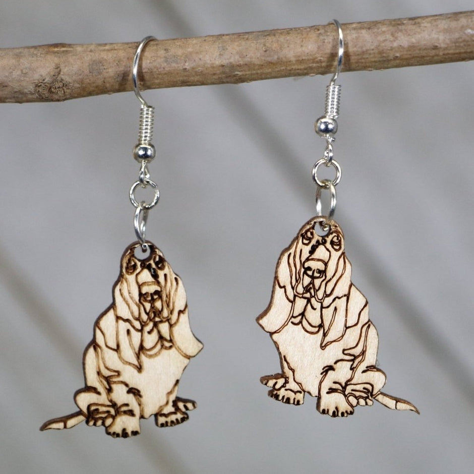 Basset Hound Wooden Earrings | Dog Lover Pet Jewelry