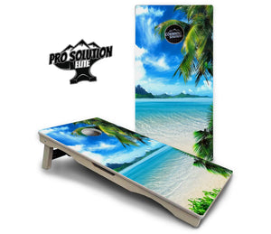 Beach Mountain Scene Cornhole Boards - Pro Solution Elite Series by Cornhole Solutions, custom cornhole board detail photo 2