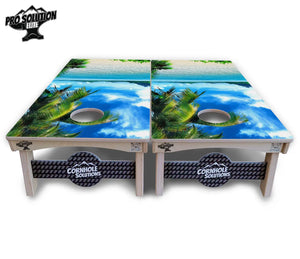 Beach Mountain Scene Cornhole Boards - Pro Solution Elite Series by Cornhole Solutions, custom cornhole board detail photo 3
