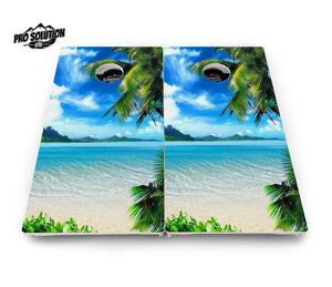 Beach Mountain Scene Cornhole Boards - Pro Solution Lite Series by Cornhole Solutions, custom cornhole board detail photo 3