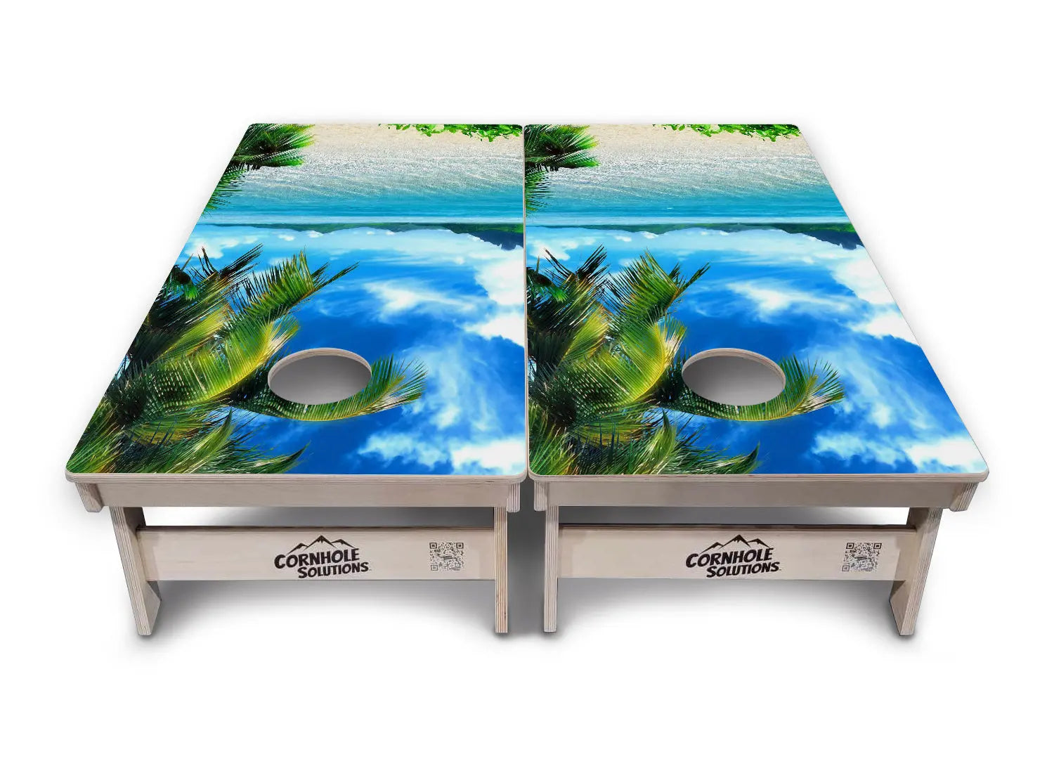 Beach Mountain Scene Cornhole Boards - Professional Tournament Series by Cornhole Solutions, custom cornhole board detail photo 2