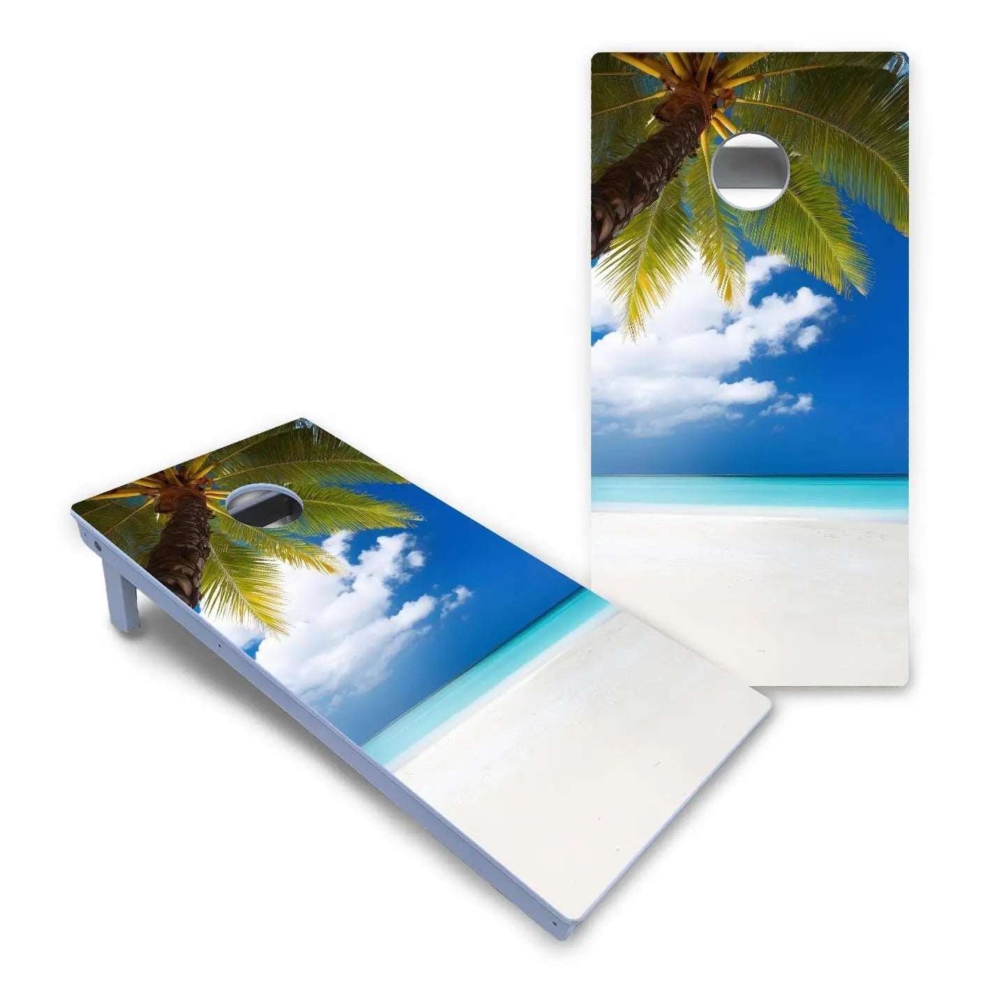 Beach Palm Tree Cornhole Boards - All Weather Series Cornhole Solutions