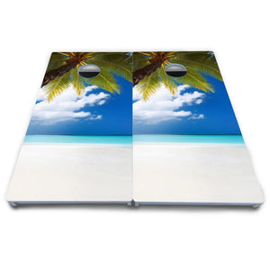 Beach Palm Tree Cornhole Boards - All Weather Series by Cornhole Solutions, custom cornhole board detail photo 5