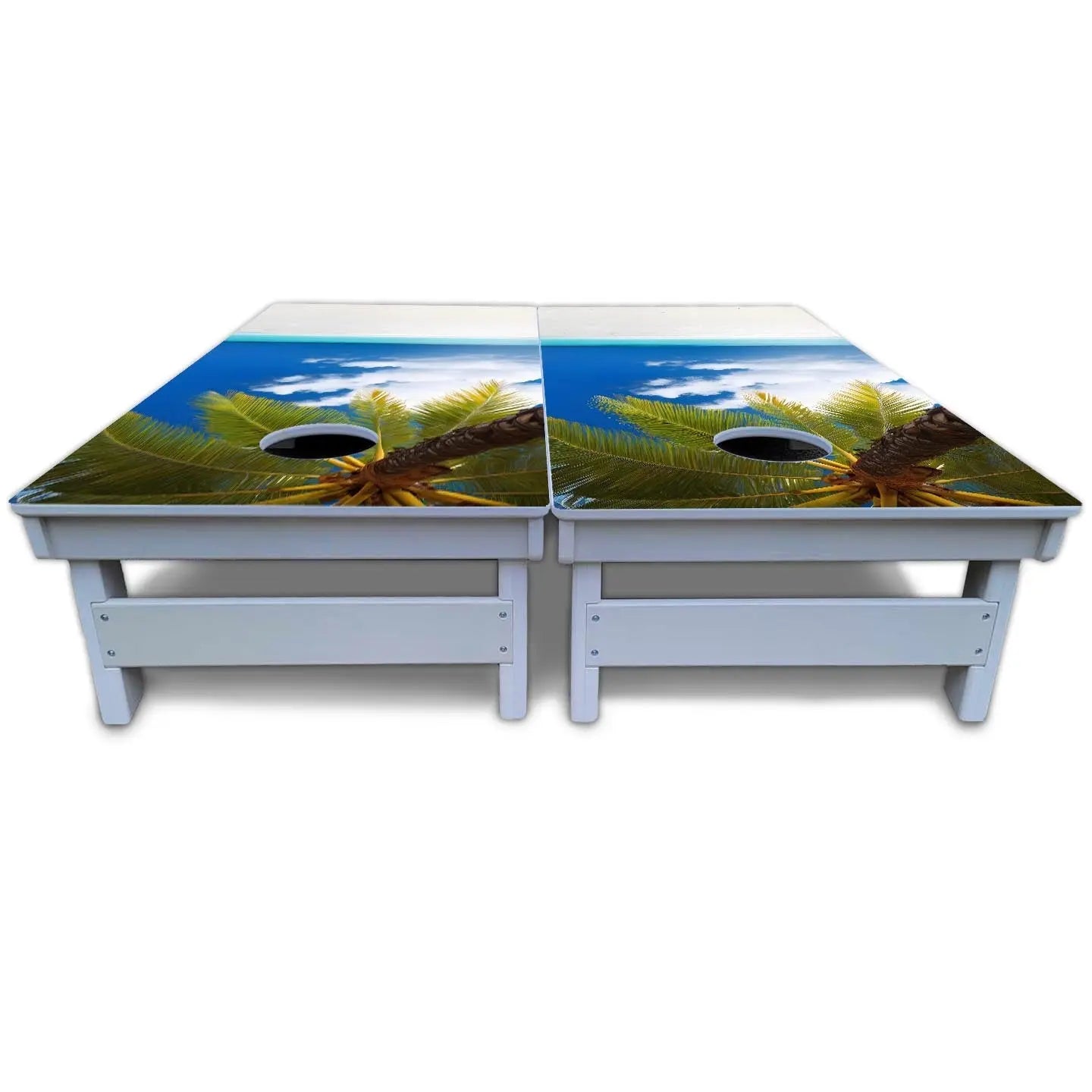Beach Palm Tree Cornhole Boards - All Weather Series by Cornhole Solutions, custom cornhole board detail photo 6