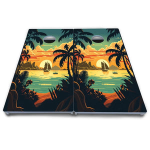 Beach Sunset Cornhole Boards - All Weather Series by Cornhole Solutions, custom cornhole board detail photo 4