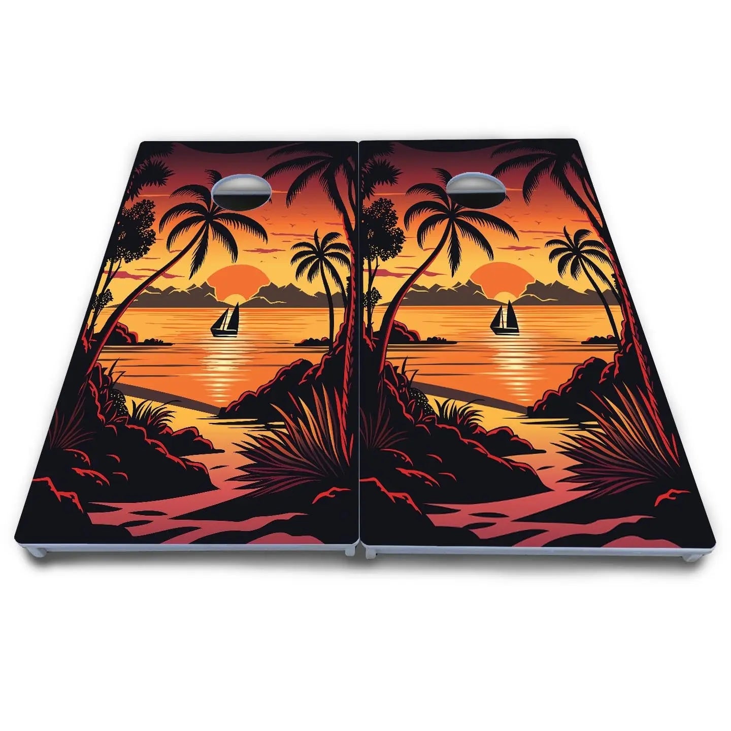 Beach Sunset Cornhole Boards - All Weather Series by Cornhole Solutions, custom cornhole board detail photo 6