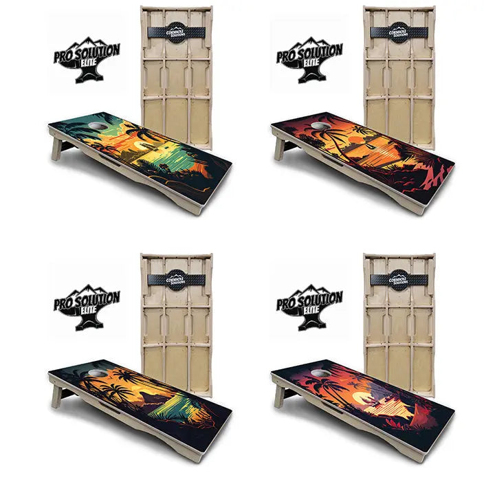 Beach Sunset Cornhole Boards - Pro Solution Elite Series by Cornhole Solutions, custom cornhole board main product photo