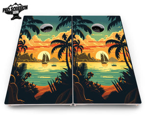 Beach Sunset Cornhole Boards - Pro Solution Elite Series by Cornhole Solutions, custom cornhole board detail photo 5
