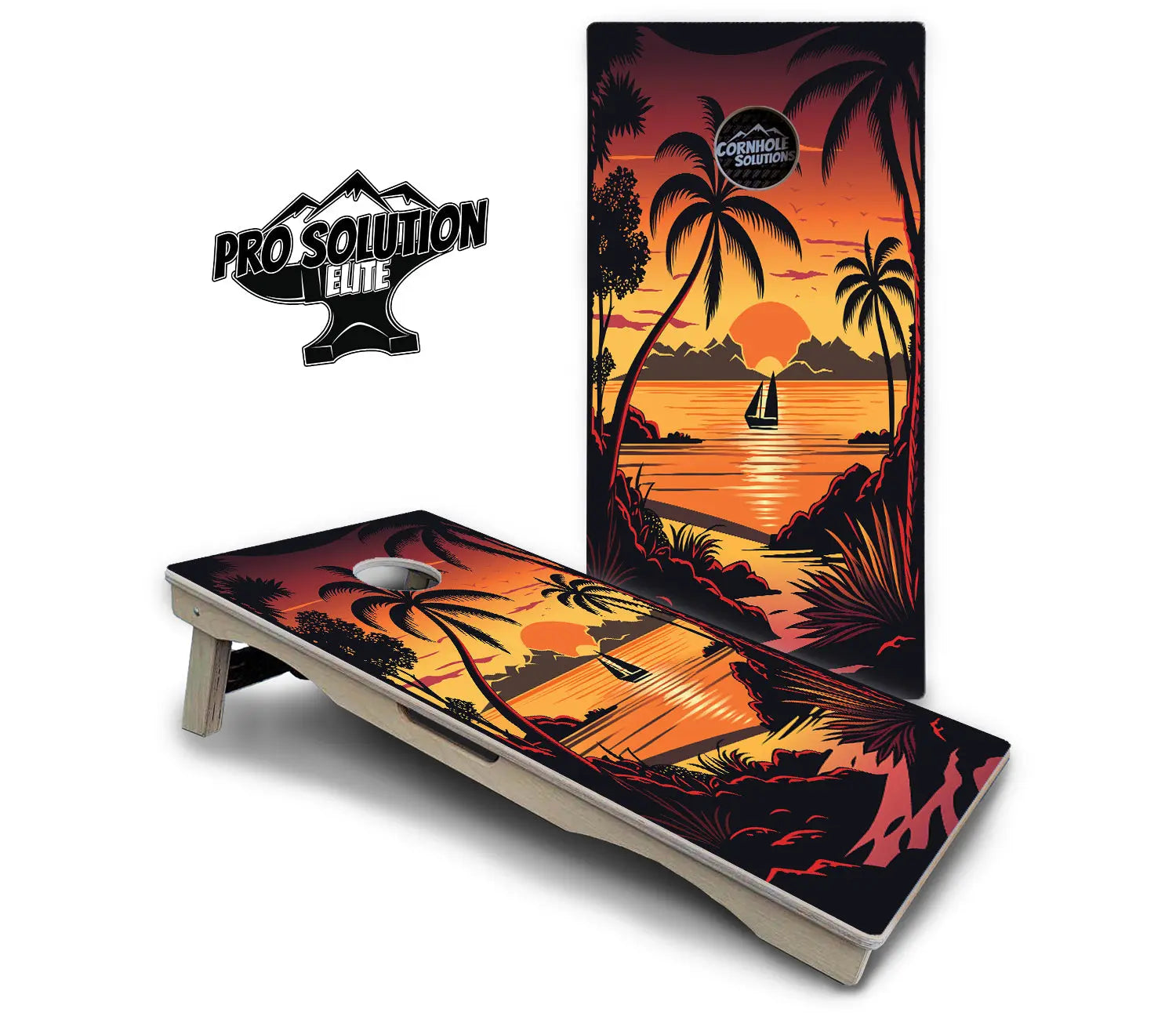 Beach Sunset Cornhole Boards - Pro Solution Elite Series by Cornhole Solutions, custom cornhole board detail photo 7