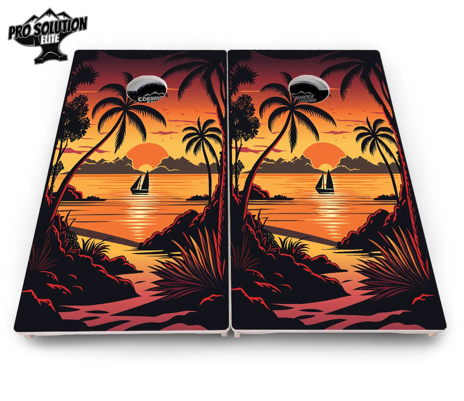 Beach Sunset Cornhole Boards - Pro Solution Elite Series by Cornhole Solutions, custom cornhole board detail photo 8