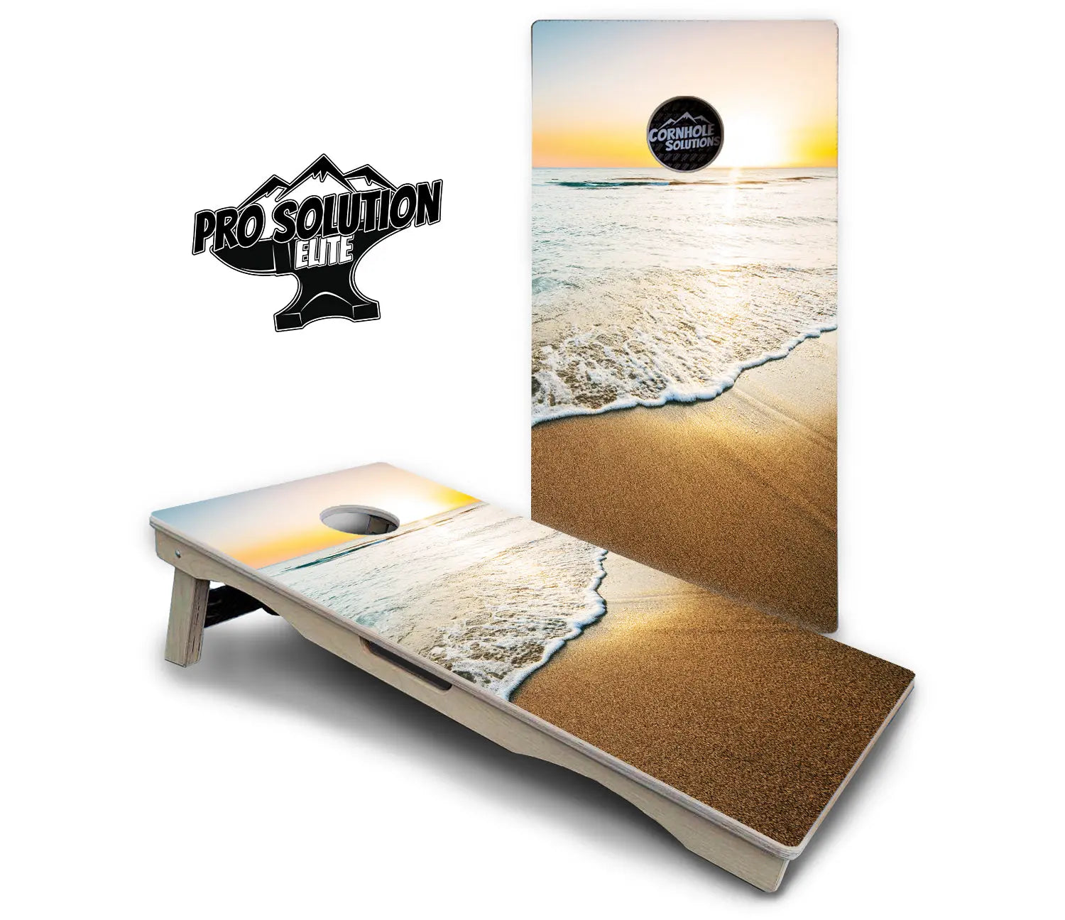Beach Sunset Cornhole Boards - Pro Solution Elite Series by Cornhole Solutions, custom cornhole board detail photo 3