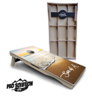 Beach Sunset Cornhole Boards - Pro Solution Lite Series by Cornhole Solutions, custom cornhole board detail photo 6