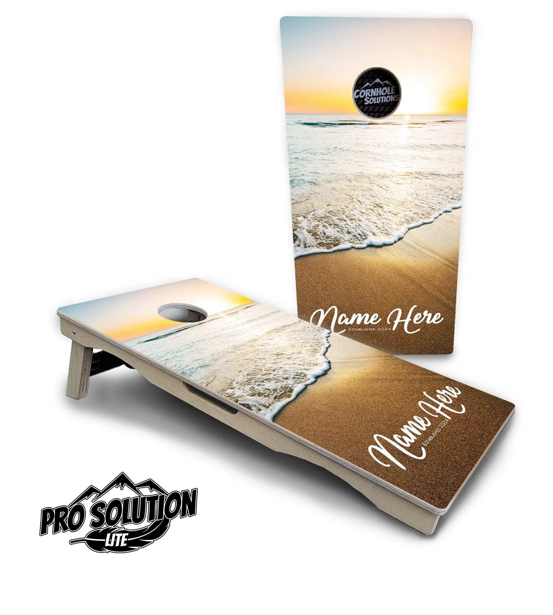 Beach Sunset Cornhole Boards - Pro Solution Lite Series by Cornhole Solutions, custom cornhole board detail photo 14