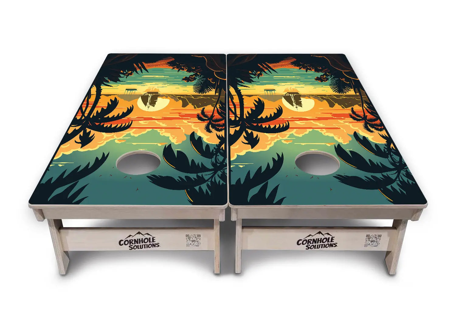 Beach Sunset Cornhole Boards - Professional Tournament Series by Cornhole Solutions, custom cornhole board detail photo 5