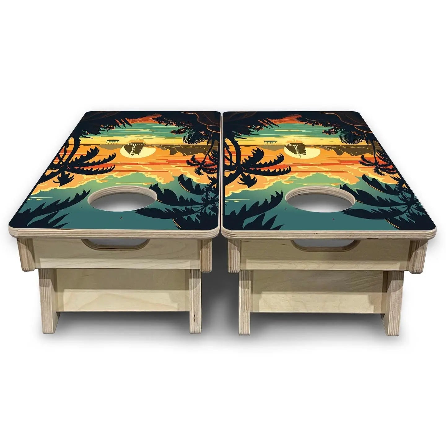 Beach Sunset Design Options - Mini or Vacation Size Cornhole Boards by Cornhole Solutions, Southern home decor detail photo 6