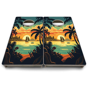Beach Sunset Design Options - Mini or Vacation Size Cornhole Boards by Cornhole Solutions, Southern home decor detail photo 12