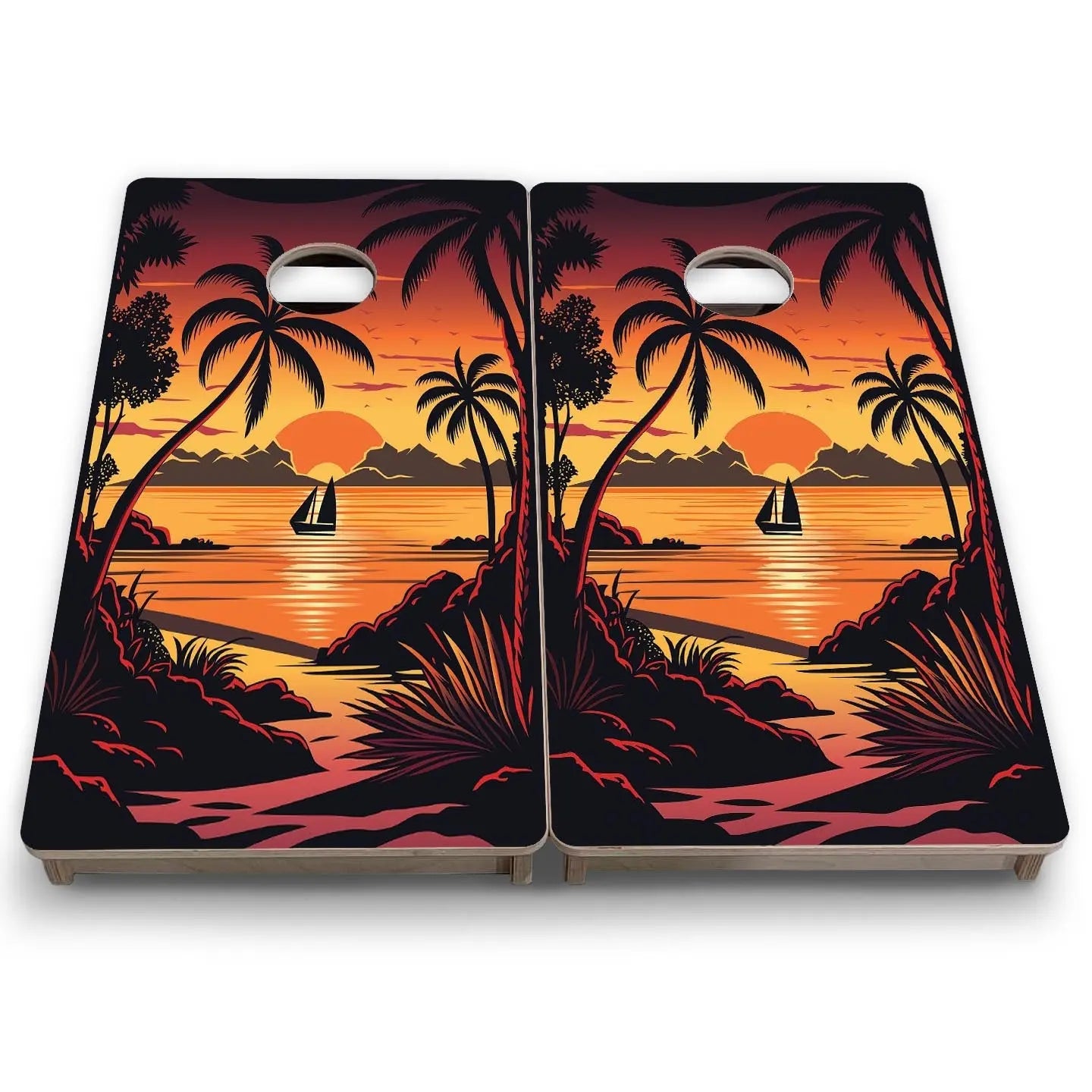 Beach Sunset Design Options - Mini or Vacation Size Cornhole Boards by Cornhole Solutions, Southern home decor detail photo 14