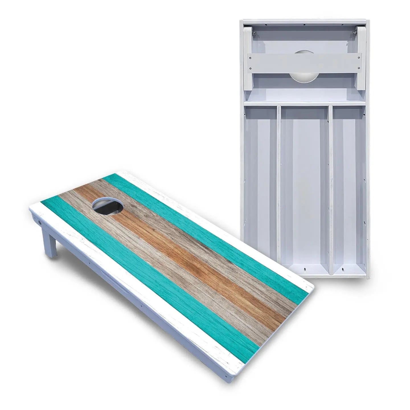 Beach Theme Stripe Cornhole Boards - All Weather Series Cornhole Solutions