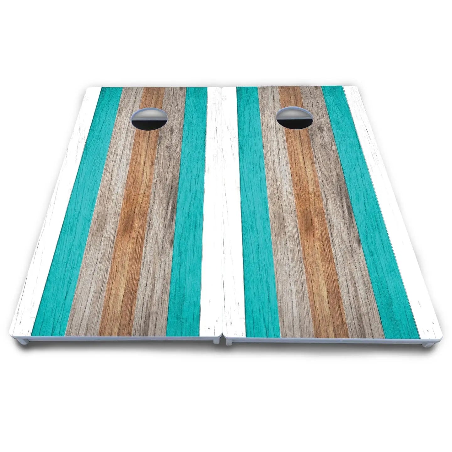 Beach Theme Stripe Cornhole Boards - All Weather Series by Cornhole Solutions, custom cornhole board detail photo 4