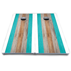 Beach Theme Stripe Cornhole Boards - All Weather Series by Cornhole Solutions, custom cornhole board detail photo 4