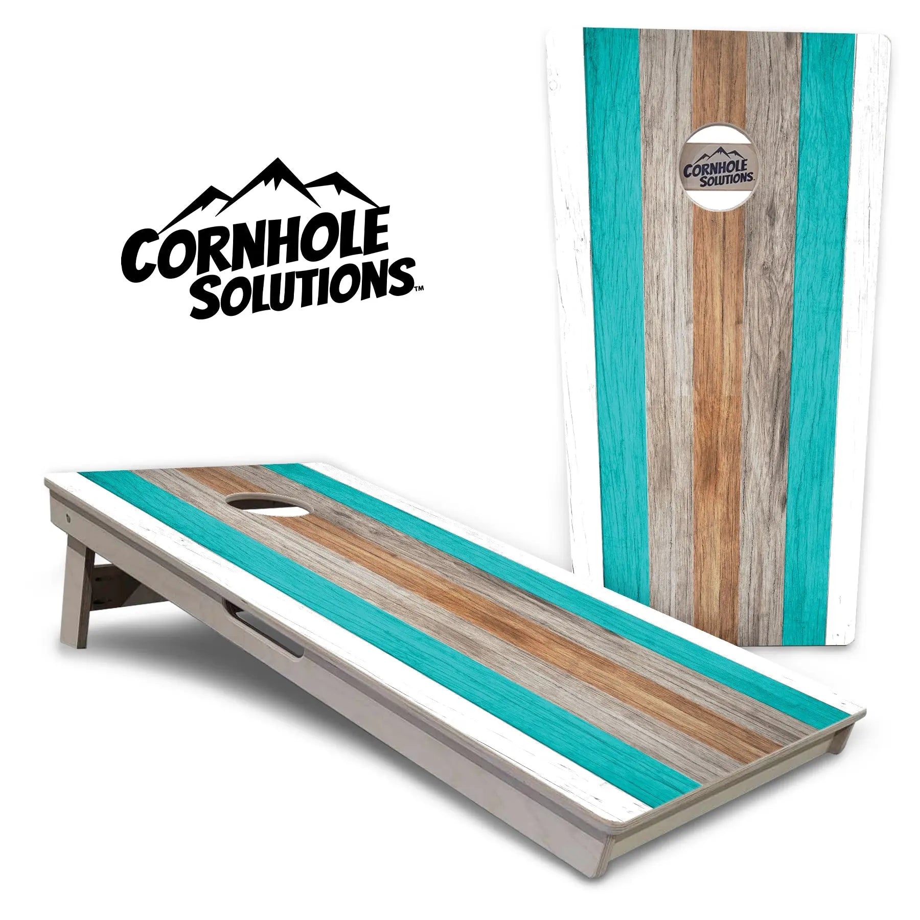 Beach Theme Stripe Cornhole Boards - Professional Tournament Series Cornhole Solutions