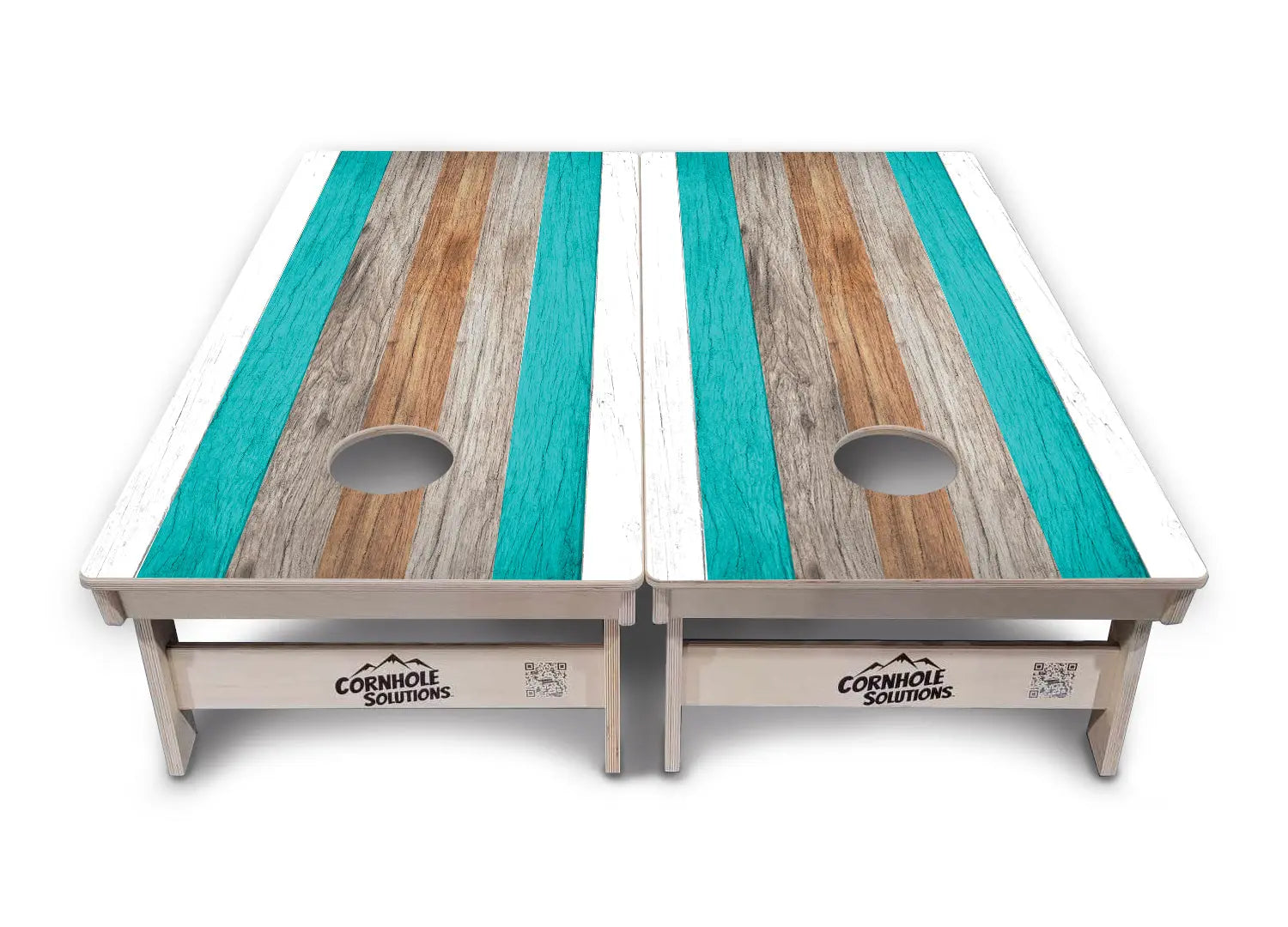 Beach Theme Stripe Cornhole Boards - Professional Tournament Series by Cornhole Solutions, custom cornhole board detail photo 2